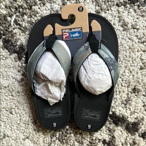 Pelagic Black and Green Flip Flops